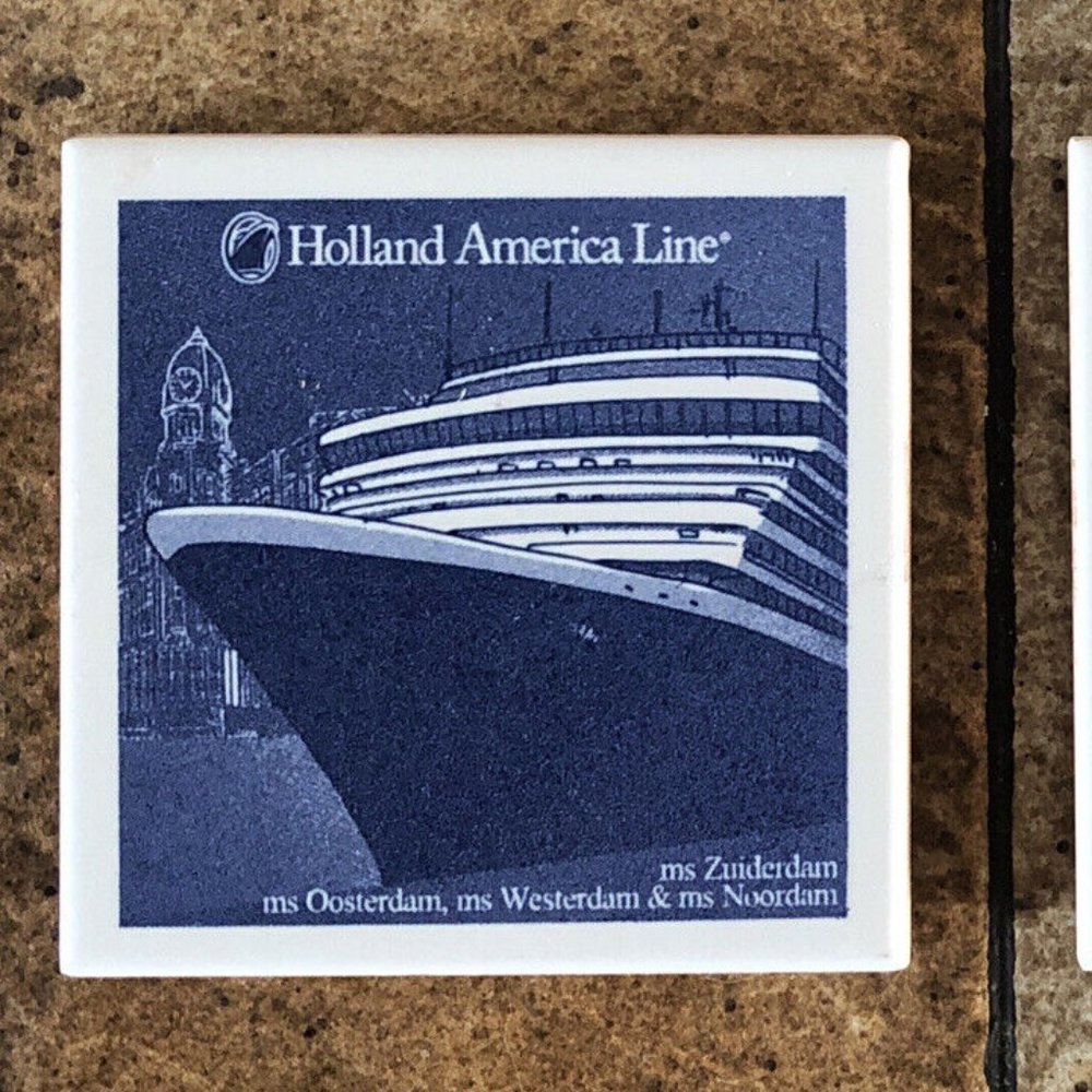 Set of 2 Holland America Cruise Line Blue Delft Coasters